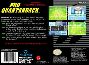 Pro Quarterback (USA) box cover back